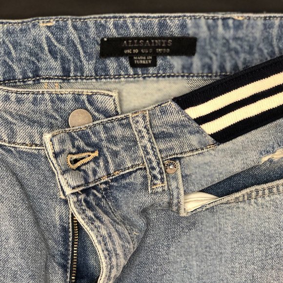Allsaints Rib Mini Distressed Denim Skirt Jean Skirt Size 6 - Picture 4 of 6